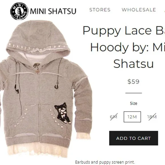 MINI SHATSU Puppy Lace Zip-Front Hoody
